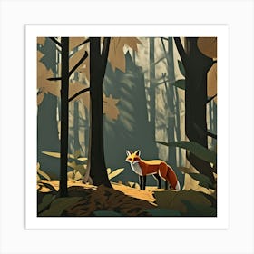 Fox In The Woods 18 Art Print