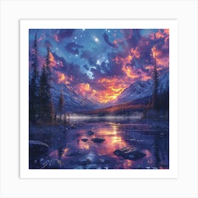 Sunset In The Mountains 12 Art Print