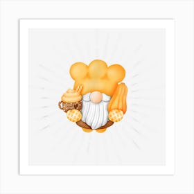 Cute Holiday Gnome Thanksgiving Gnomes Fall Pumpkin Spice Art Print