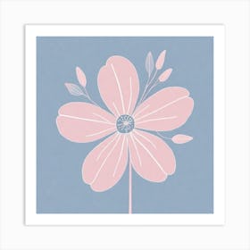 A White And Pink Flower In Minimalist Style Square Composition 397 Art Print