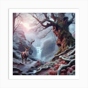 Deer In The Forest 18 Art Print