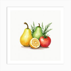 Elegant Watercolor Artwork Of Fresh Produce In A Stylish And Serene Presentation 1 Art Print