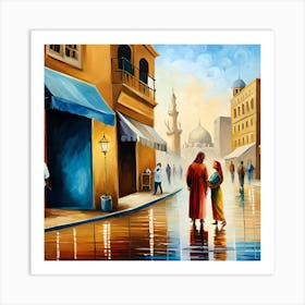 People Walking In The Rain Art Print