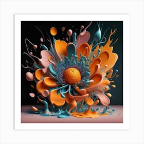 Abstract Painting splash flowers spring Art Print