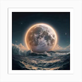 Moon And Sea Art Print