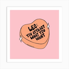 Leo Conversation Heart Art Print