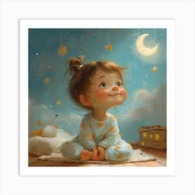 Little Girl In Pajamas Art Print