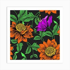 Floral Background Drawing 1 Art Print