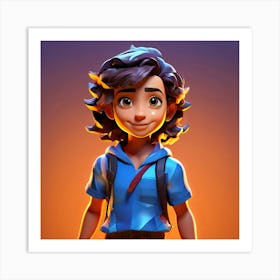 Boy With A Backpack Art Print