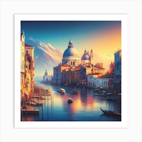 Venice At Sunset 1 Art Print