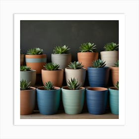 Pots Of Succulents Art Print