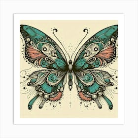 Illustration lace butterfly 1 Art Print