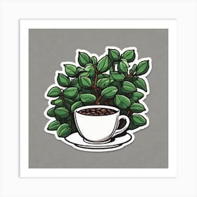 Coffee Cup With Leaves 4 Art Print