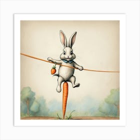 Rabbit On A Rope 1 Art Print