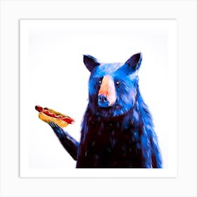 Bear With Hot Dog Art Print