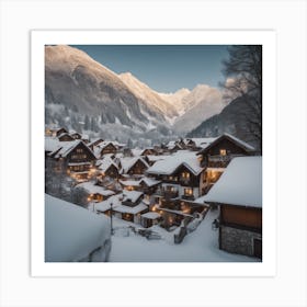 Village In The Snow 1 Art Print