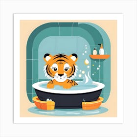 Tiger In The Bath 1 Art Print