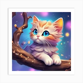 Cat On A Tree Branch 2 Art Print