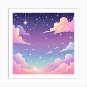 Sky With Twinkling Stars In Pastel Colors Square Composition 117 Art Print
