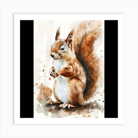 Squirrel Watercolor Painting Art Print