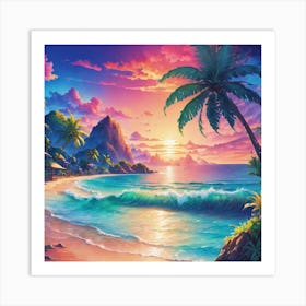 Sunset At The Beach 17 Art Print