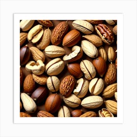 Nuts On A Brown Background 3 Art Print