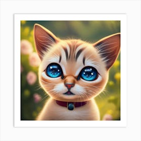 Cat With Blue Eyes Art Print