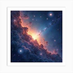 Celestial Nebulae In Watercolor With Glowing Star Clusters 1 Art Print