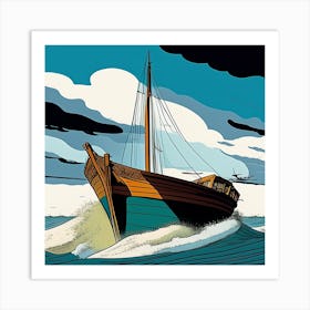 Ship In The Sea Art Print