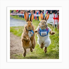 Rabbits In A Race Art Print