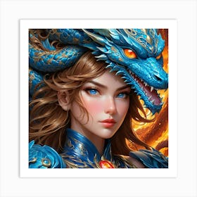 Girl With A Dragon gch Art Print