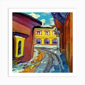 Street Scene In Czech Republic Art Print