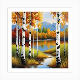 Autumn Birch Trees Art Print