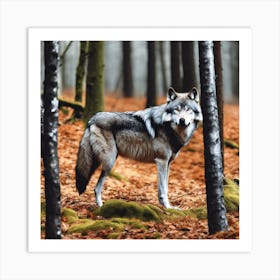 Wolf In The Forest 31 Art Print