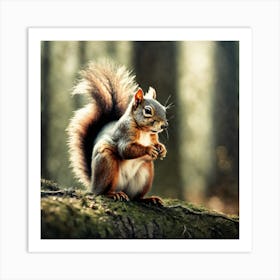 Red Squirrel In The Forest 10 Art Print