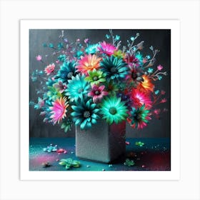 Colorful Flowers In A Vase 2 Art Print