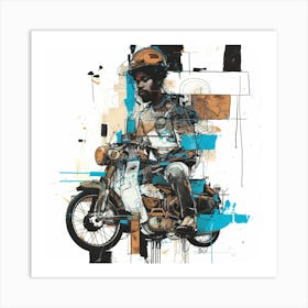 Man On A Motorcycle Art Print