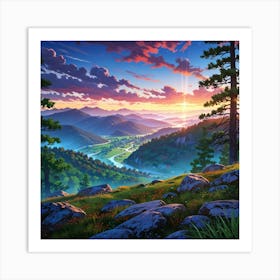 Sunset In The Mountains 25 Art Print