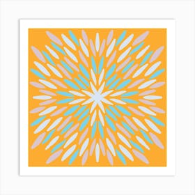 Petal Burst - orange and blue Art Print