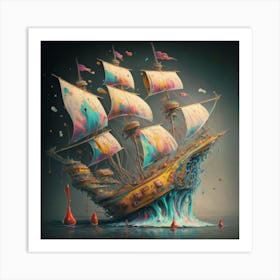 Ship with a splash of colour 7 Art Print