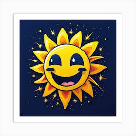 Lovely smiling sun on a blue gradient background 15 Art Print