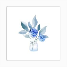 Watercolor Blue Floral 10 Art Print