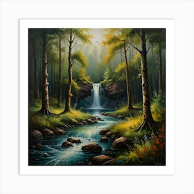 Waterfall In The Forest 1 Art Print