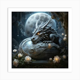 Dragon With Roses 3 Art Print