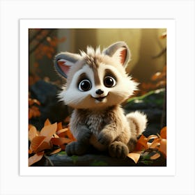 Raccoon In The Forest Art Print