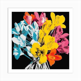 Andy Warhol Style Pop Art Flowers Freesia 3 Square Art Print
