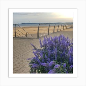 Purple Flowers On The Beach Art Print