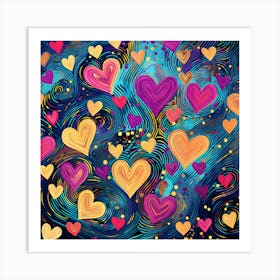 Seamless Pattern With Hearts Art Print