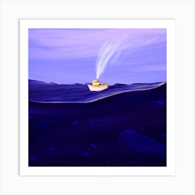Boat In The Ocean Art Print
