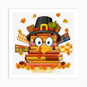 Trending Librarian Book Lover Reader Funny Turkey Thanksgiving Autumn Art Print